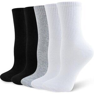 🆕 Women Black Moisture Wicking Calf Socks Cotton Thin Soft Casual Sport Wear